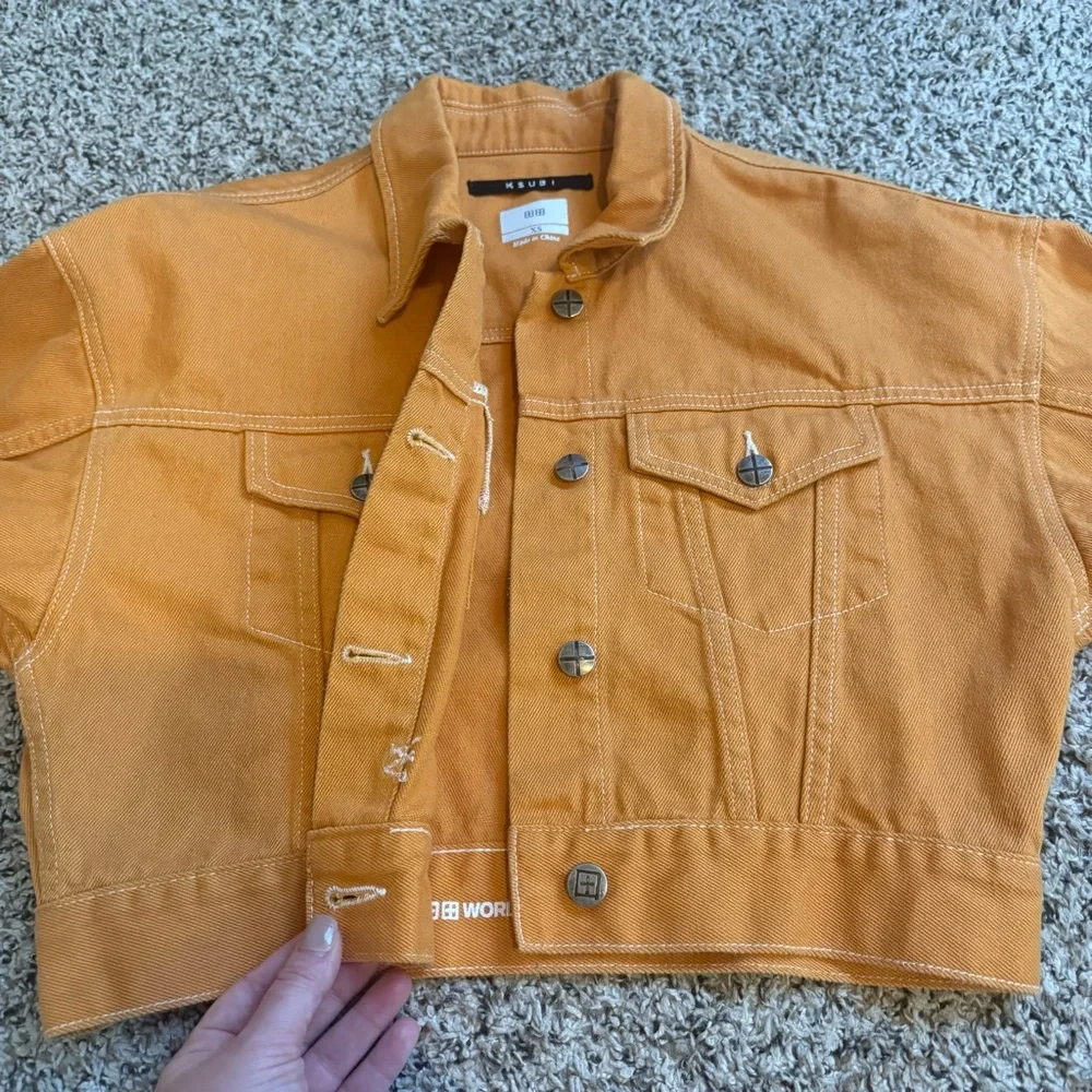 Ksubi World Tour Collection Billie Cropped 80’s Style Denim Jacket Size XS - Picture 8 of 13